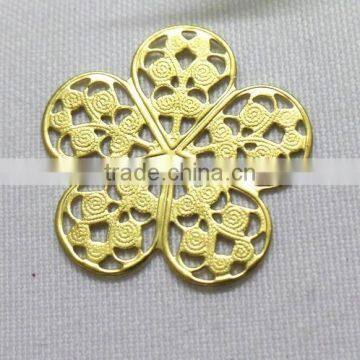 brass flower jewelry parts metal flower jewelry accessories hollow out metal flower garment accessories