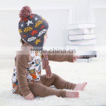 Children's Pattern Hats In Stock, Baby Pompom Hats Knitted Design,Kids Ear Flaps Hats photo-4