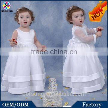 Newborn Baby Clothing with Jacket Infant Dress Pure White Summer Satin Dress For Kids