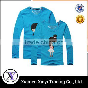 Hot sale low price thin cotton couple long sleeve tshirt