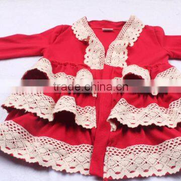Best Kids Products Ruffle Lace Red Cotton Coat for Children Valentines Day Out Clothing photo-4