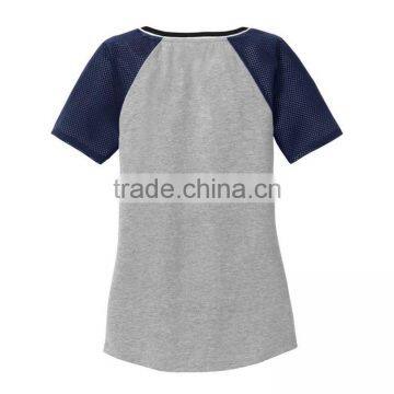 Wholesale Raglan Sleeve Slim Fit Women 100% Polyester V-neck T-shirt photo-3