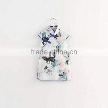 Wholesale - Girls Floral Print Dress 2016 New Style Casual Dress Big Children Girls Owl Cotton QiPao photo-2