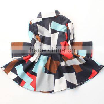 ShiJ 2016 Design Geometry Print Long Girls Coat Kid Clothes photo-3