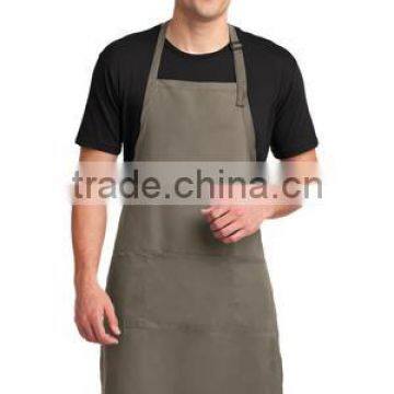 Port Authority Easy Care Extra Long Bib Apron with Stain Release - 65% polyester 35% cotton twill, has an adjustable neck strap