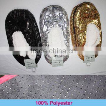 Fancy Lady Slipper Winter Plain Design Solid Paillette Bedroom Warm Slippers photo-3