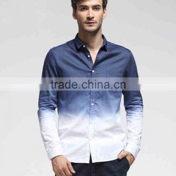 2015 100% cotton new design dip dye shirt for men