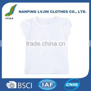 Baby Plain White Girls' Basic Short Puff Sleeve Round Neck T-Shirt photo-2