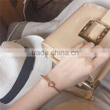 Copper Open Cuff Bangles Bracelets Rose Gold Love Knot photo-3