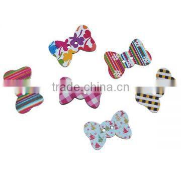 Wood Sewing Buttons Scrapbooking 2 Holes Bowknot Multicolor At Random Pattern