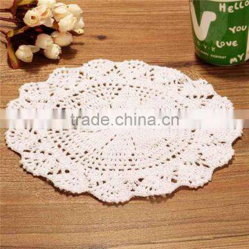 Modern Style 25cm Vintage Style Floral Hand Crochet Handmade Cotton Beige Doily Cup Table Mat Doilies Crochet Placemat Coasters photo-2