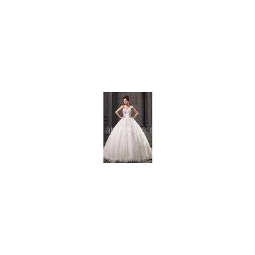 Girls Thin Diamond Lace Ball Gown Wedding dress with one shoulder for fall