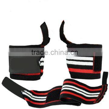 Fitness Training Gym Wrist Wraps in Black color Red & white Stripe