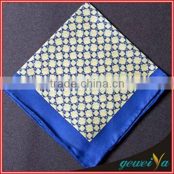 Checked Printed Bule Men Hand Roll-Hemmed Beautiful Handkerchief