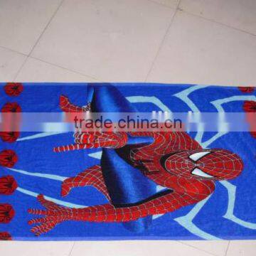 cotton printed beach towel with spider-man design