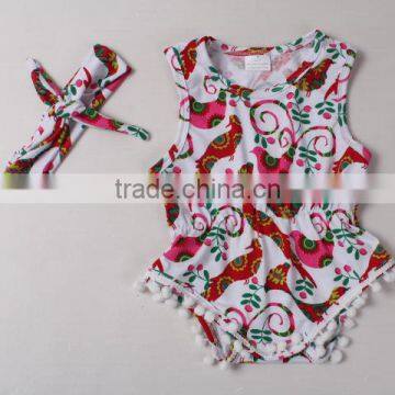 Export organic baby knit romper jumpsuit with colorfurl birds wholesale