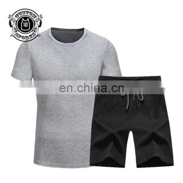 Black t-shirt with suit short design 2017 new design sports suit