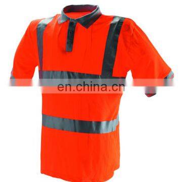 Hi-vis Reflective Safety T-shirt with fluorescent yellow working safety polo t-shirt