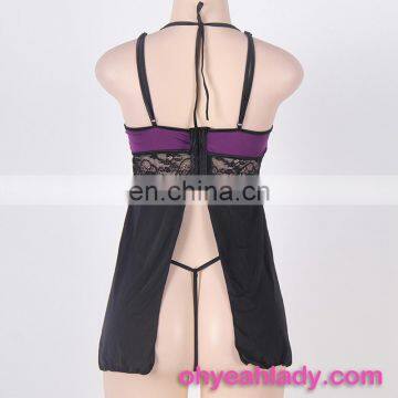 Factory Fashion Women Black Sex Night Dress photo-6