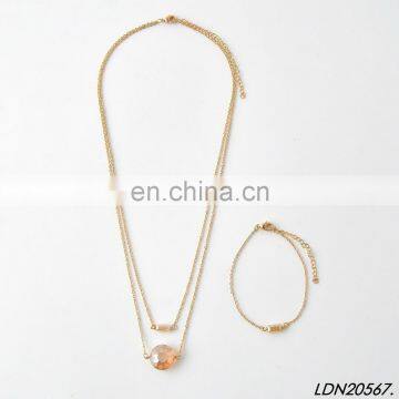 Natural Champagne Stone Pendant Necklace Fashion Gold Necklaces Minimalist Necklace photo-2