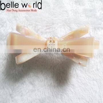 Fashion bowknot acetate women rhinesone hair barrette clip