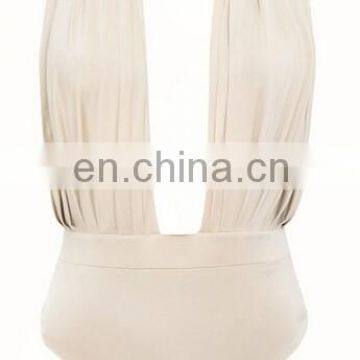 CHAMPAGNE SILKY JERSEY HALTER BODY TOP photo-2