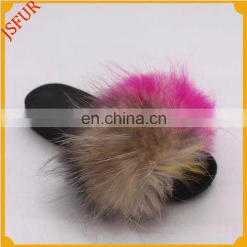 Superior Colorfur Furry Raccoon Fur Slipper New Mode Wholesale Slippers