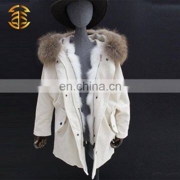 China Factory Good Service Wholesale Lovely New Design White Corduroy Fur Coat