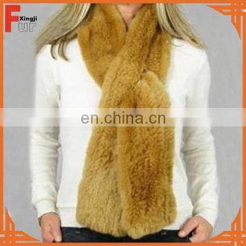 Top quality knitted rex rabbit fur scarf