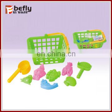 9PCS Cartoon sea animal sand toys moulds with basket