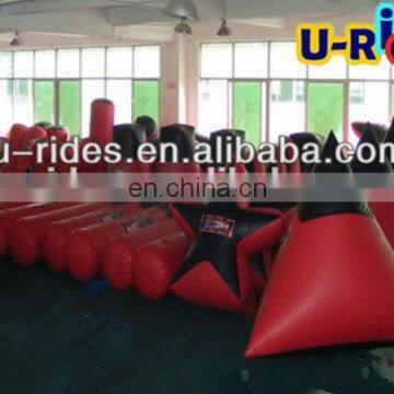 Red And Black Color Inflatable Paintball Bunker For Shooting Game