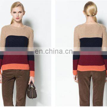 Fashion plus size lady sweater, stitch detail knitted women sweater, knitted woman sweater