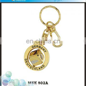 Promotion Germany Souvenir Gold Dice Engraved Spinner Key Chain Custom Logo