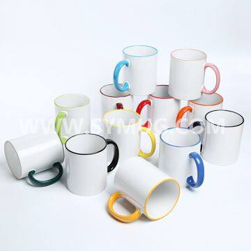 11 oz color inside and handle sublimation ceramic mug wholesale