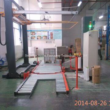 Automatic Pallet Stretch Wrapper With Top Foil Applicator Top Sheet Dispenser For The Top Film Cover photo-5