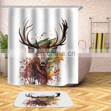 I@home Wholesale Polyester Fabric Tree Deer Sunglasses Mouldproof Shower Curtain Waterproof