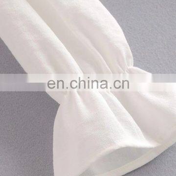 TWOTWINSTYLE Hollow Out Women's Shirt Square Collar Lantern Sleeve Tunic Lace Up Bow Fashion photo-5