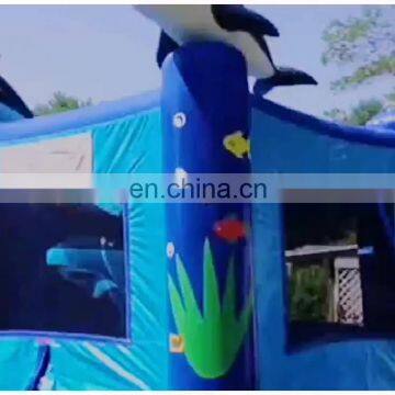 commercial dolphin inflatable  bouncer bouncy jumping castle bounce house with water slide