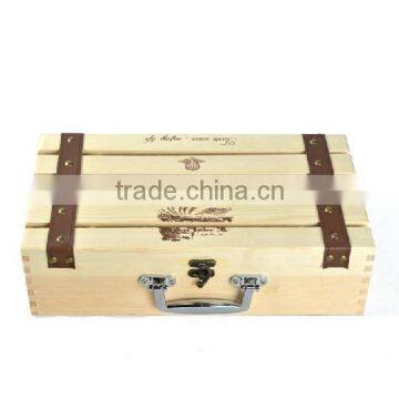 Unique Design + Silk Printing Logo Natural Color Custom Made Pine Wood 2-bottle Wine Crate