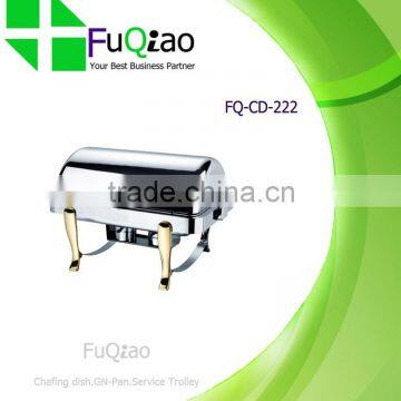 Gold Roll Top Stainless Steel Electric Buffet Chafing Dish for Hotel photo-2