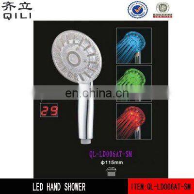 Temperature display rain led shower head