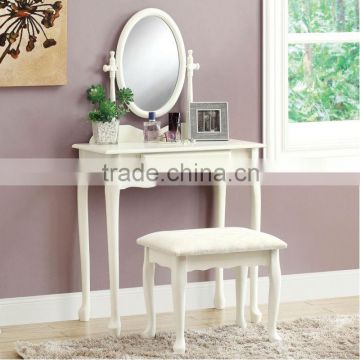 Wooden Dressiing Table & Stool Set with Mirror