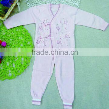 eco-friendly 100% cotton thin newborn baby boy girl jacquard knitting pattern clothing set