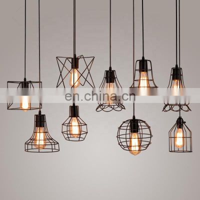 Simple Design Iron Black Cage Pendant Light E27 Modern Lamp Fixture