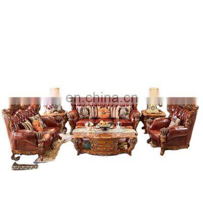 Chinese style Classic camas Italian living room leather sofa set furniture salon