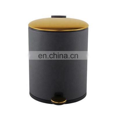 Indoor gold Household 3L dustbin steel wholesale round strong pedal stainless steel dustbin suppliers kitchen dustbin