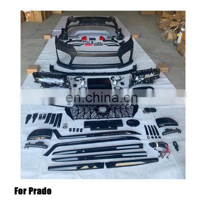 PP Body Kits for Prado Land Cruiser 150 2010 Upgrade 2018 2019 2020 2021 Front and Rear Bumper for Prado Black