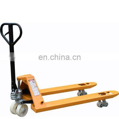 Good quality Strong  Hand 3.5T 685 Nylon Wheels  four wheel fork lifter Hydraulic Pump Hand Pallet Truck from China