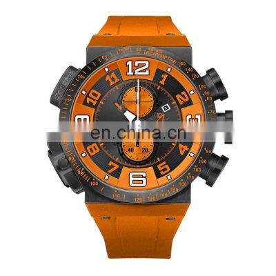 Fashion design stainless steel case big dial case chronograph sport men compass luminous watch