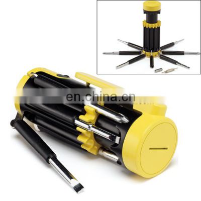 outdoor useful multifunctional 8-in-1 screwdriver with strong flashlight tool